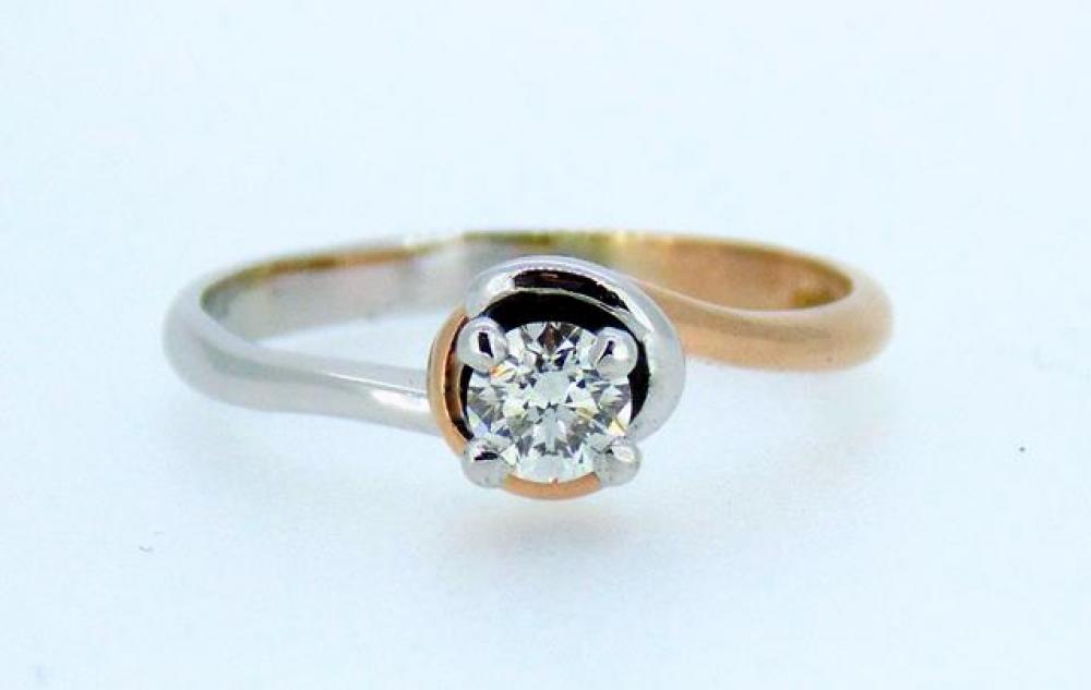 Solitario cod 3094 TR B/R oro bianco e rosa con brillante ct.0.24